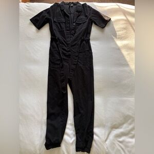 H&M Black Jean Short Sleeve Jumpsuit